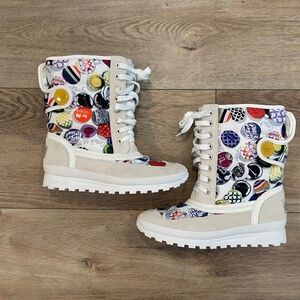 COACH Dorean White Signature Logo Lace-Up Winter Boots Size 7.5 NWT